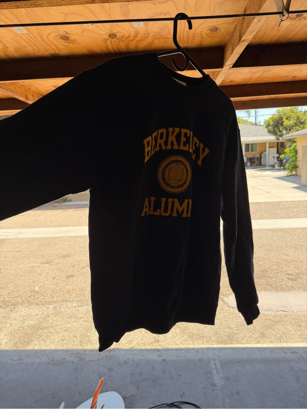Champion Black Crewneck Sweatshirt with Gold Berkeley Alumni Graphic